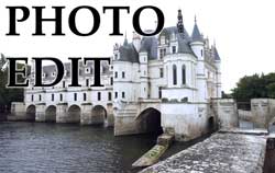 Left image is the original image of Chateau Chenonceau, on the right the same image has been removed of it’s yellow tinge and increased contract by editing in Photoshop.