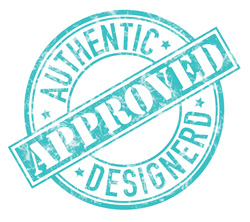 Stamp design reading “Authentic Designerd Approved”